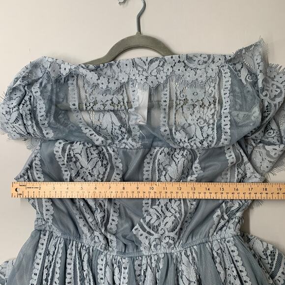 Elegant Blue Lace Women Dress - Picture 7 of 12